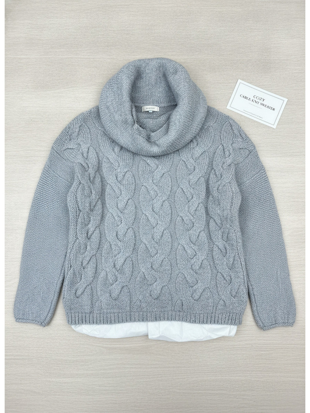 Fisherman Out of Ireland XL Gray Cable Knit Turtleneck Sweater